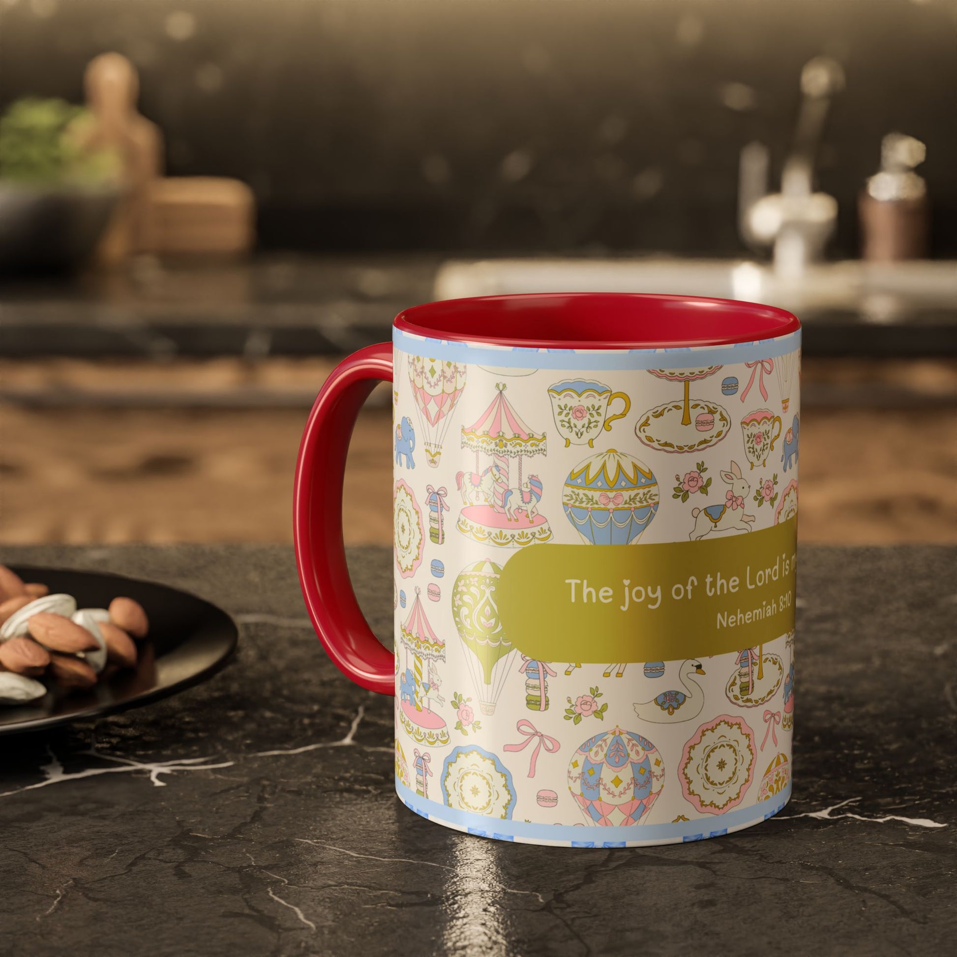 nehemiah 8:10 pink 11oz christian mug women joy of the lord