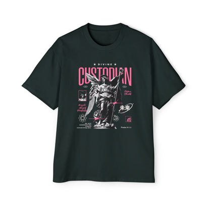 Divine Custodian Oversize T-Shirt | Psalm 91:11 | Premium Heavy Weight Christian Oversized Tee | Angel Guard Protection | Faith & Flow
