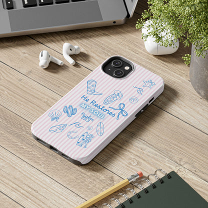 Inspirational Tough Phone Case - 'He Restores My Soul' with Psalm 23:3