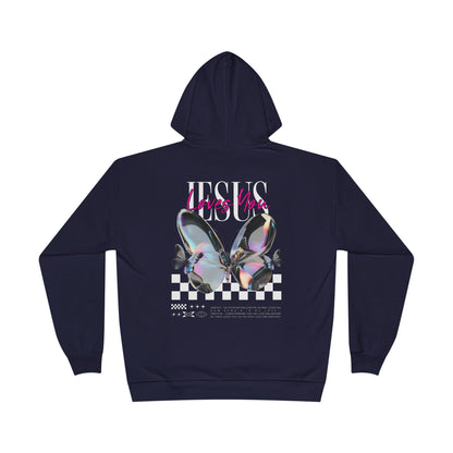 Jesus Loves You Hoodie | John 15:9 & John 13:34 Christian Butterfly Sweatshirt.