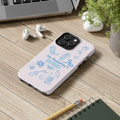 Inspirational Tough Phone Case - 'He Restores My Soul' with Psalm 23:3
