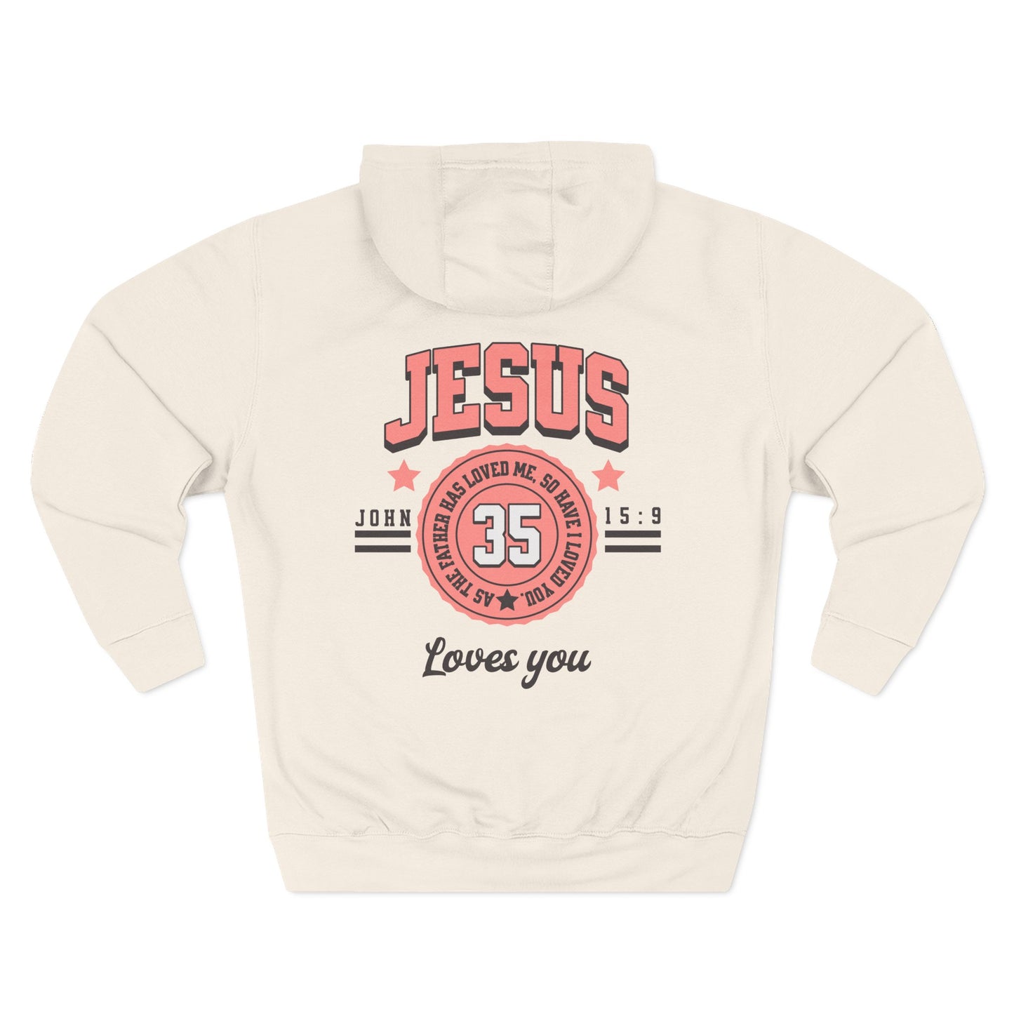 womens faith hoodie jesus loves you john 15:9 faith and flow