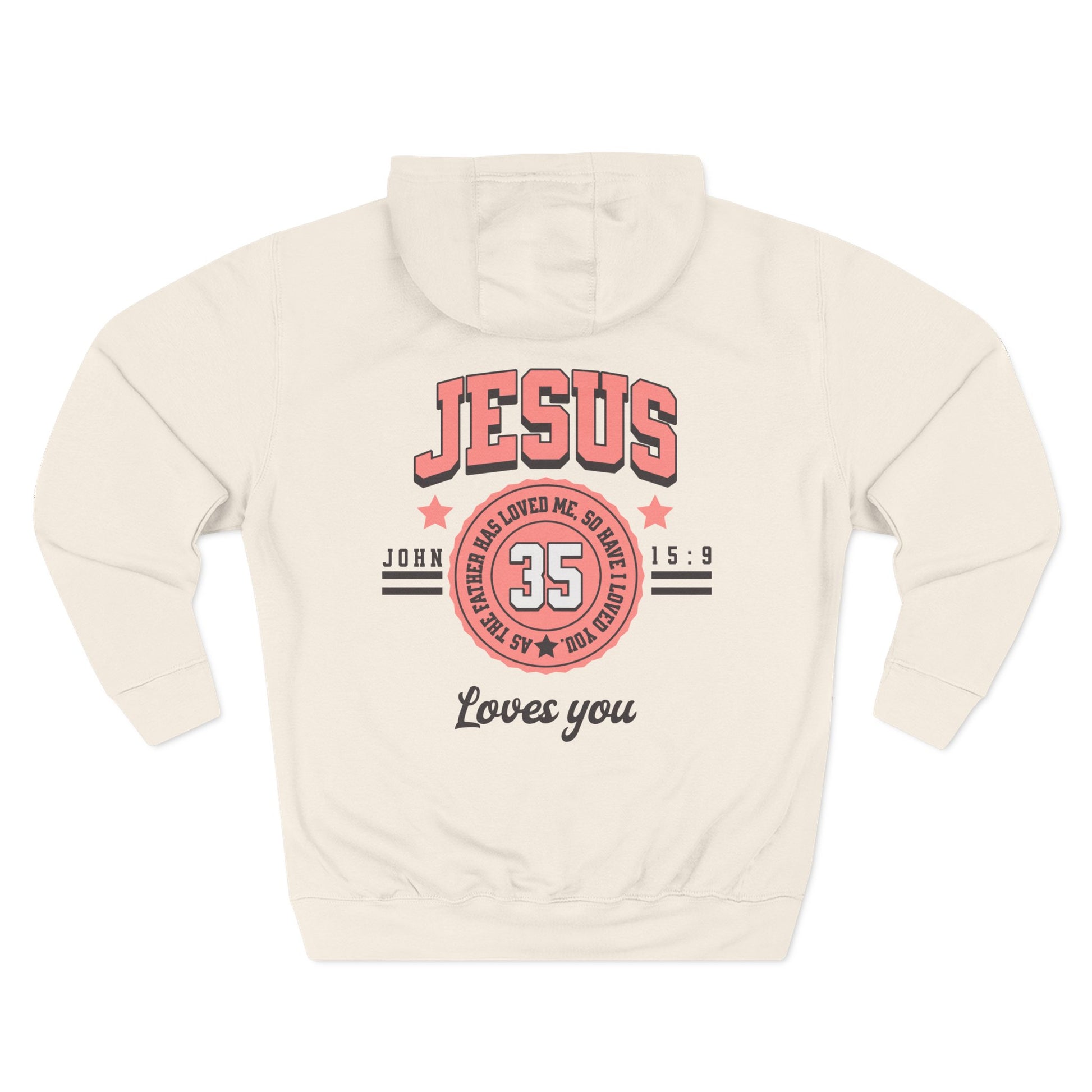 womens faith hoodie jesus loves you john 15:9 faith and flow