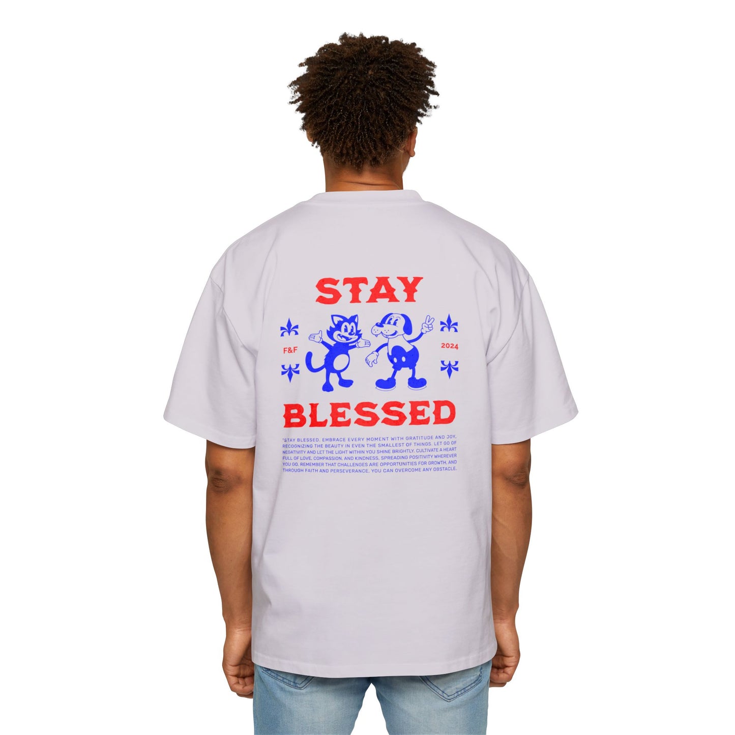 Stay Blessed Oversized T-Shirt | Retro Christian Tee | Premium Heavy Weight Vintage Faith Apparel | Gratitude & Joy Design | Faith & Flow