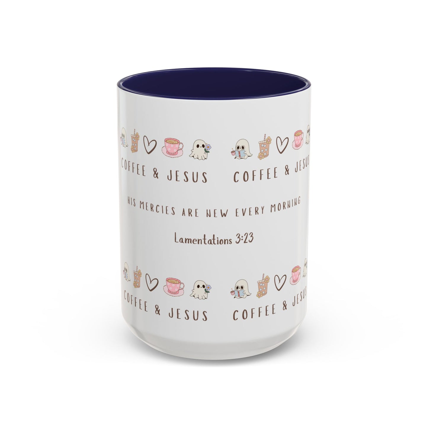 Coffee and Jesus Mug – Lamentations 3:23 Bible Verse Christian Coffee Mug for Women (11oz, 15oz)