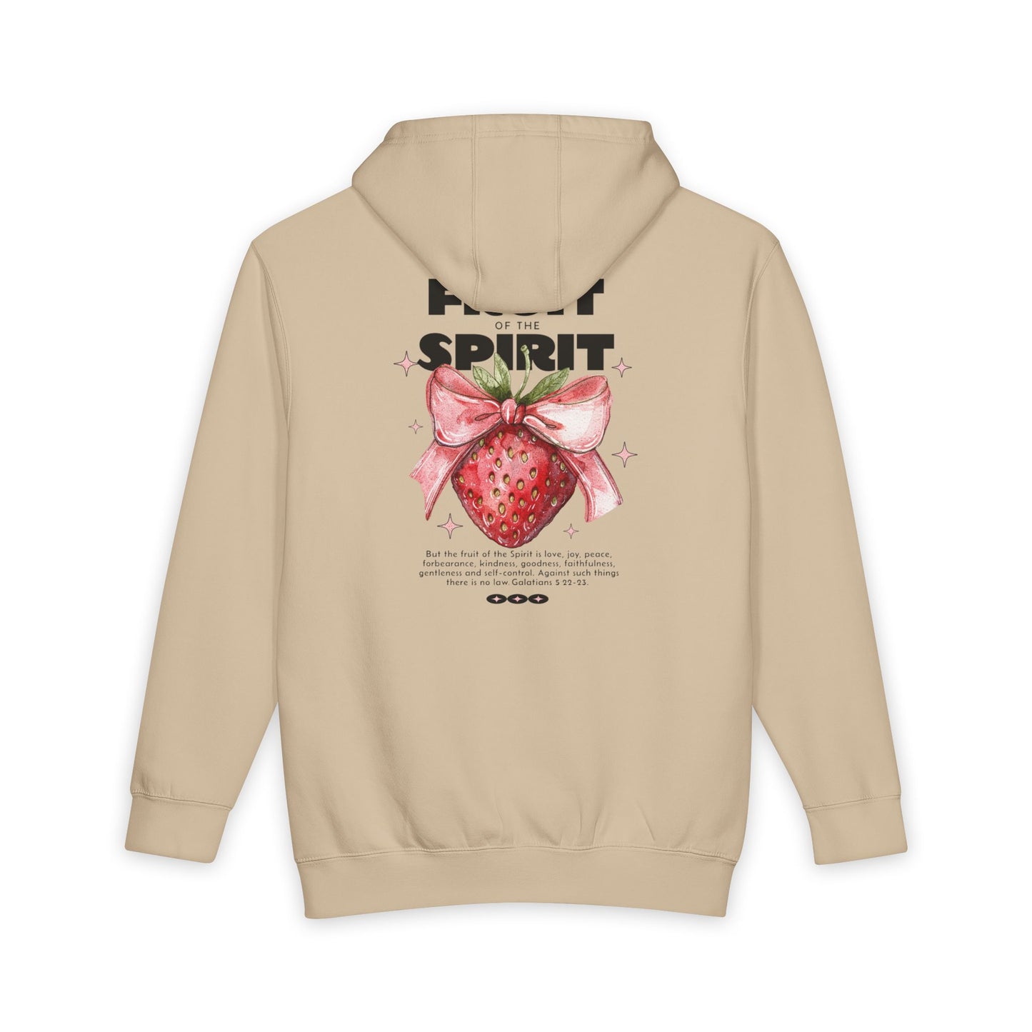 Womens Premium Christian Hoodie Fruit of the Spirit (Galatians 5:22–23 Strawberry Design)