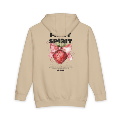 Womens Premium Christian Hoodie Fruit of the Spirit (Galatians 5:22–23 Strawberry Design)