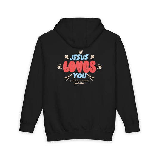 Womens Premium Christian Hoodie Jesus Loves You (John 15:9) – Heavyweight Pullover