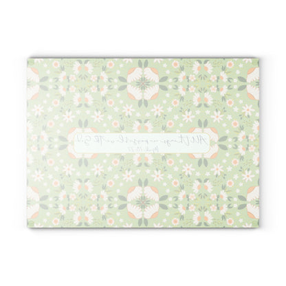 Floral Glass Cutting Board - 'All Things Are Possible' Inspirational Kitchen Decor