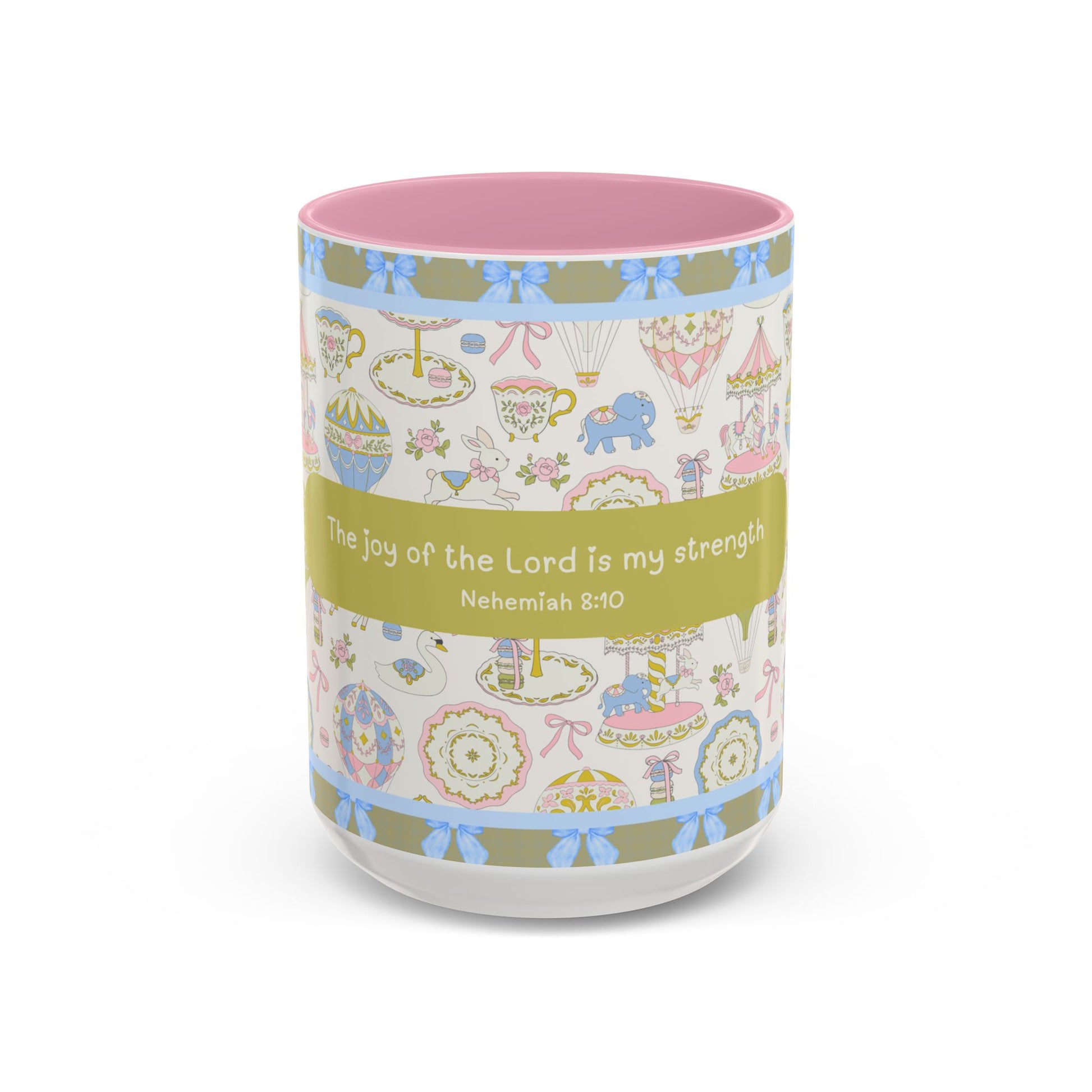 christian mug 15oz cambridge blue nehemiah 8:10 faith women