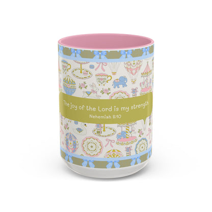 christian mug 15oz cambridge blue nehemiah 8:10 faith women