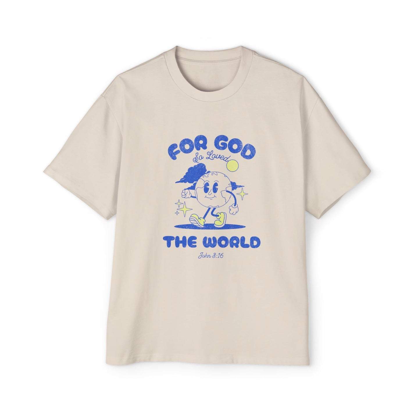 For God So Loved The World Oversized Men's Christian T-Shirt | John 3:16 Faith Tee | Heavyweight Premium Streetwear | Faith & Flow | Gift for Him