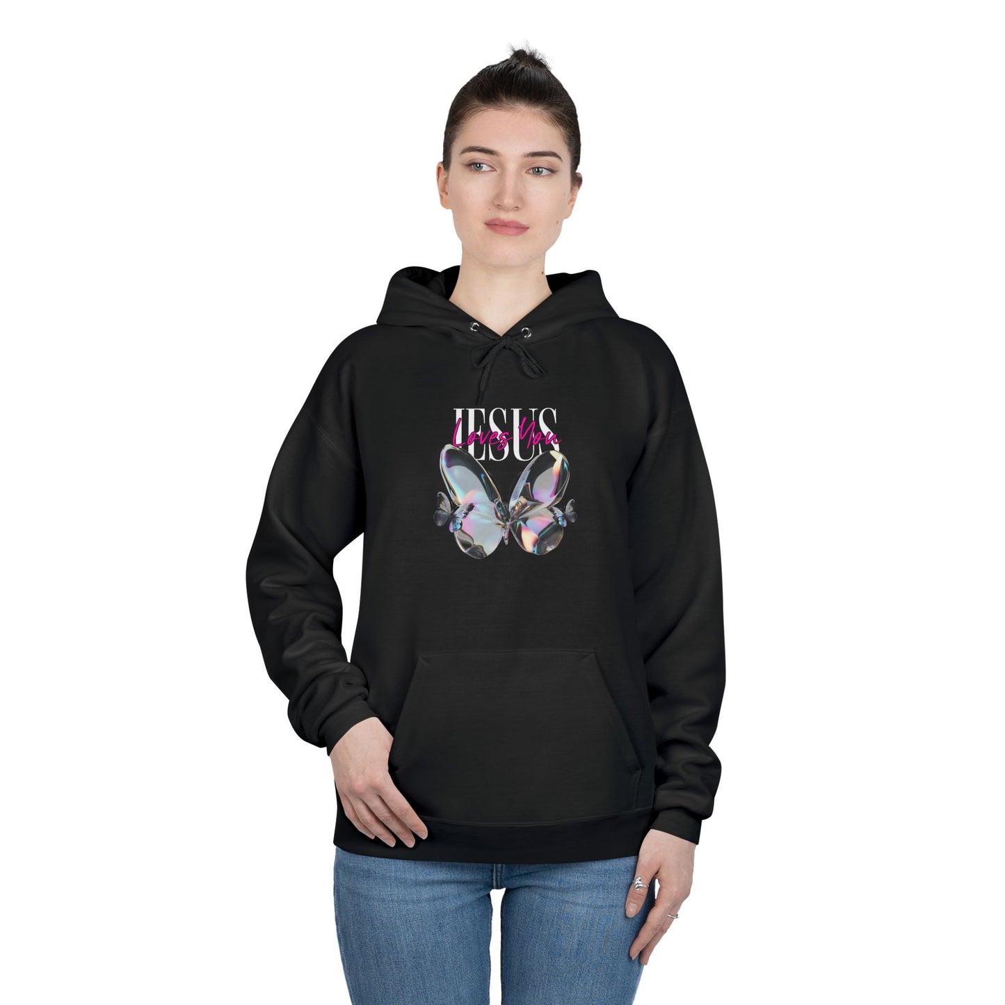Jesus Loves You Hoodie | John 15:9 & John 13:34 Christian Butterfly Sweatshirt.