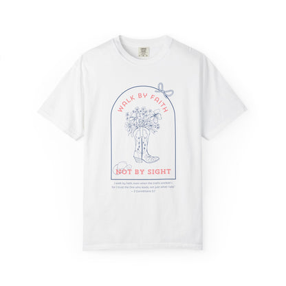 Walk by Faith Not by Sight Shirt – Christian Cowgirl Tee for Women | Floral Western Faith T-Shirt
