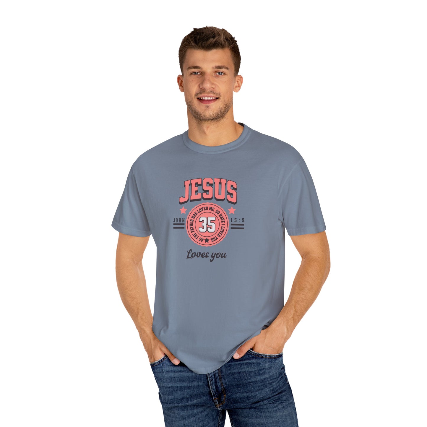 Unisex Garment-Dyed T-shirt with Inspirational Jesus Design, Faith T-shirt, Christian Apparel, Religious Gift, Church Event Shirt