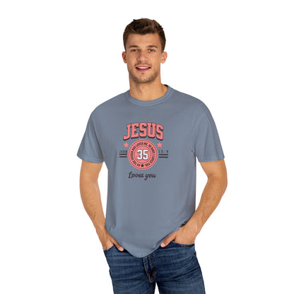 Unisex Garment-Dyed T-shirt with Inspirational Jesus Design, Faith T-shirt, Christian Apparel, Religious Gift, Church Event Shirt