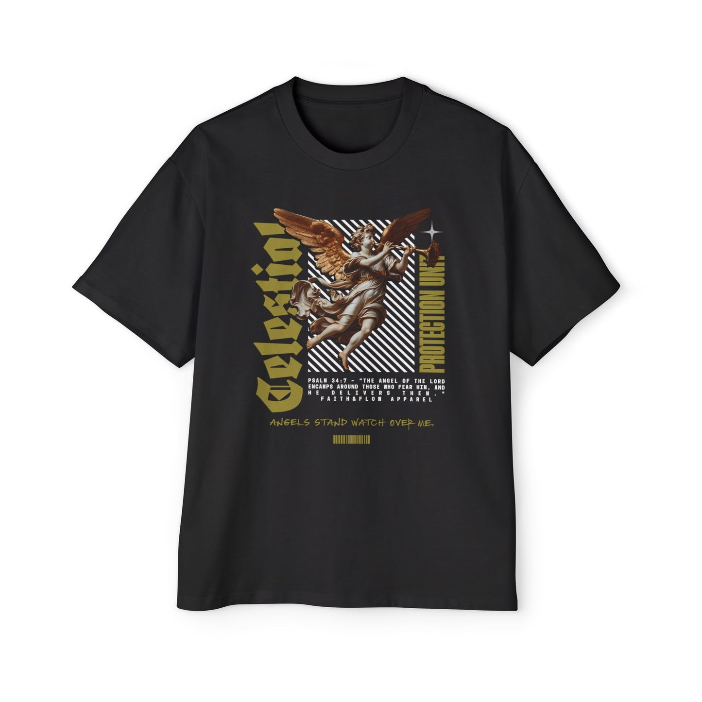 Guardian Protection Unit Christian T-Shirt | Psalm 34:7 Angel Protection Tee | Oversized Heavy Weight Faith Shirt | Street Wear Shirt | Faith & Flow