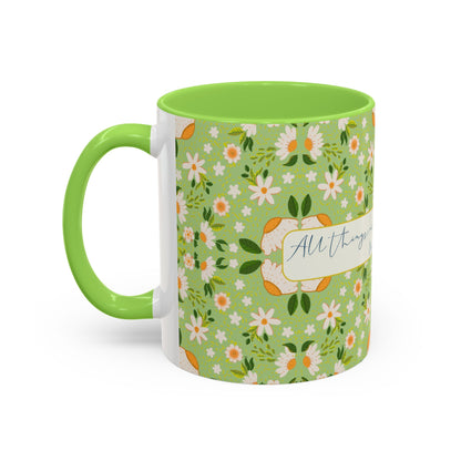 Inspirational Floral Mug - Colorful 11oz & 15oz Coffee Cups with Uplifting Quote