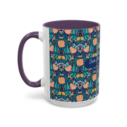 Inspirational Floral Accent Coffee Mug - Seek First His Kingdom - Matthew 6:33