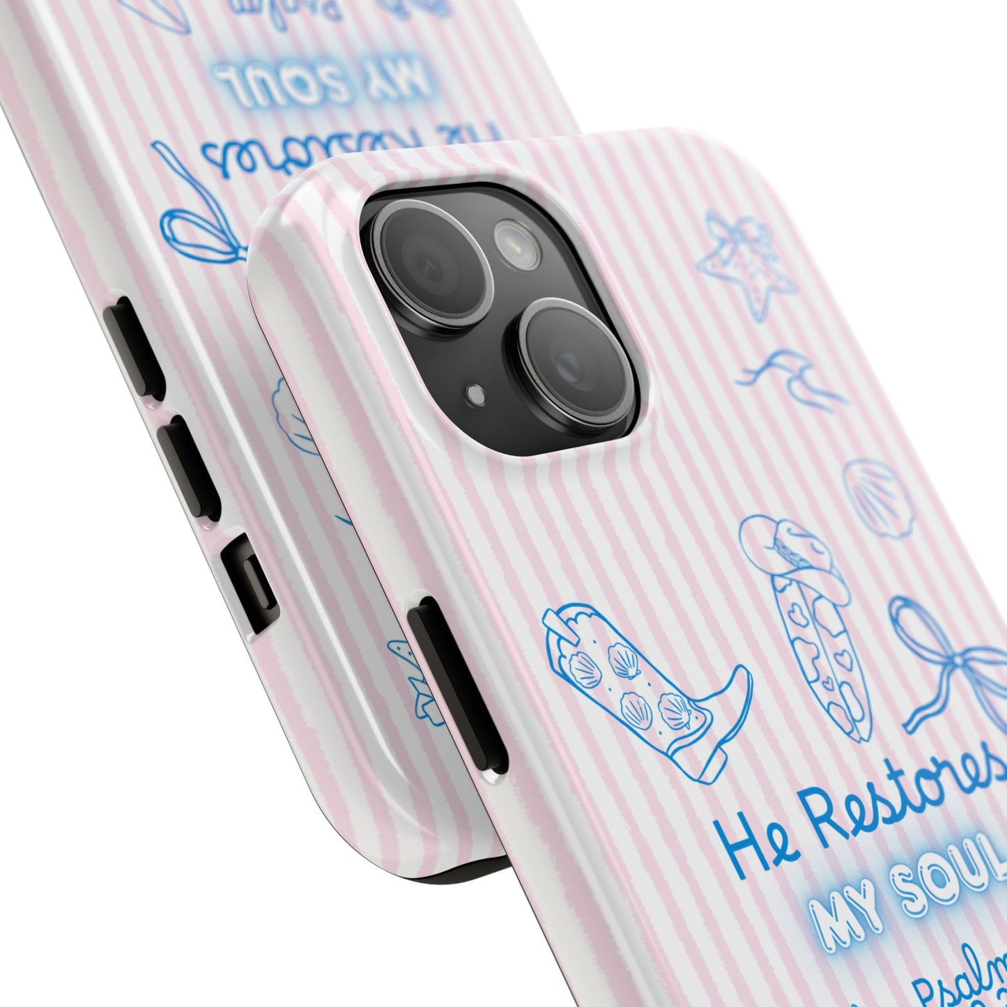 Inspirational Tough Phone Case - 'He Restores My Soul' with Psalm 23:3