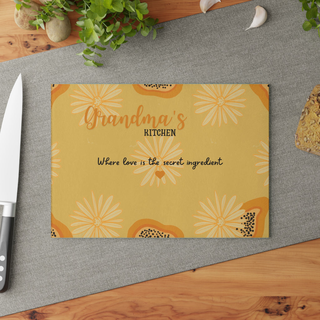 Personalized Glass Cutting Board - Grandma's Kitchen - Where Love is the Secret Ingredient