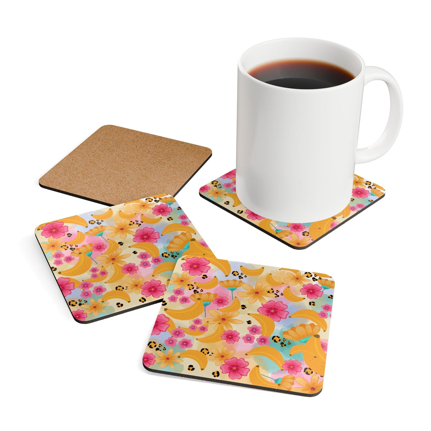 Colorful Floral Cork Coaster Set - Perfect for Summer Gatherings and Home Décor