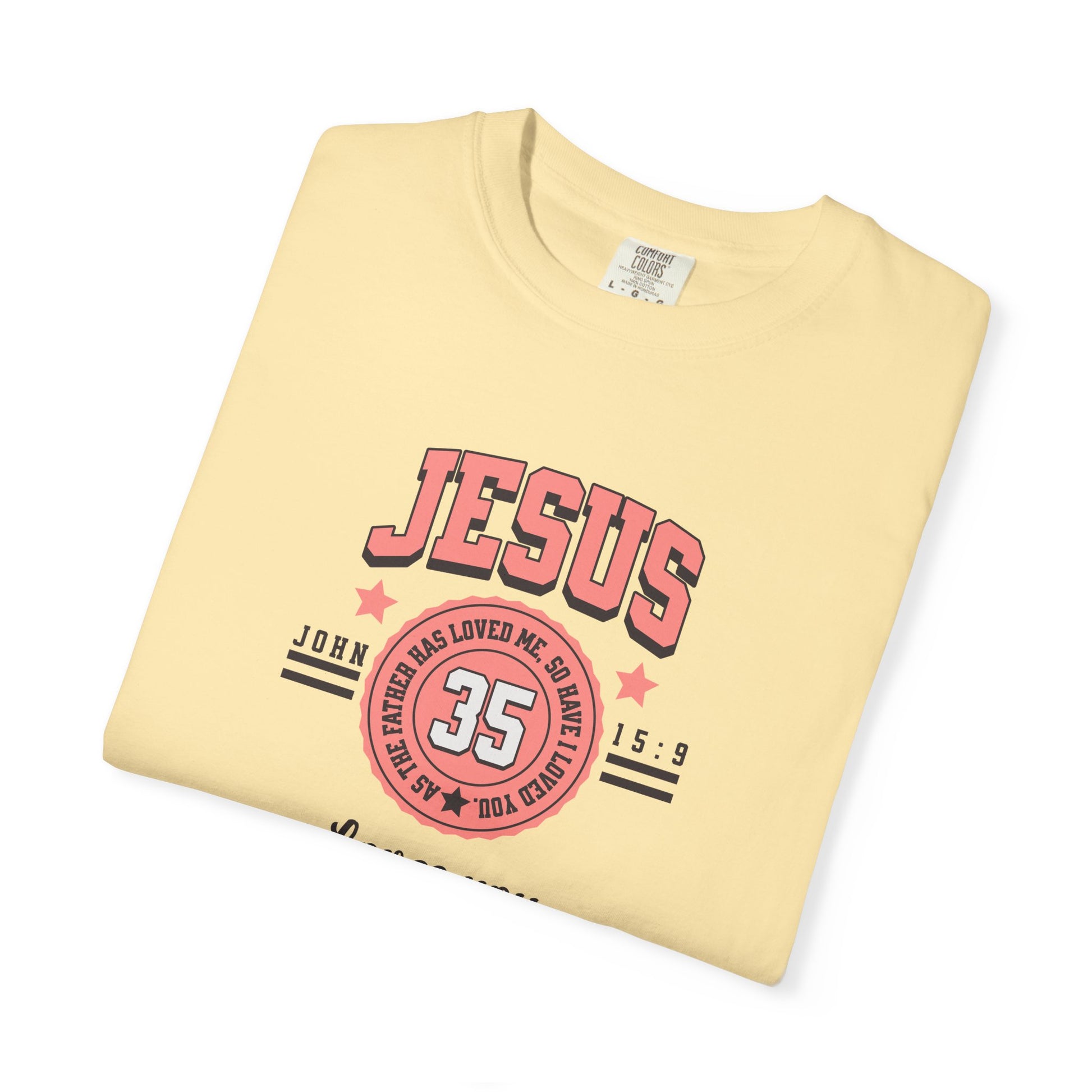 womens christian tee jesus loves you john 15:9 faith and flow