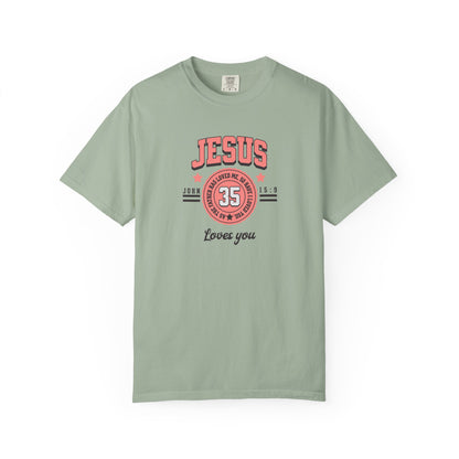 Unisex Garment-Dyed T-shirt with Inspirational Jesus Design, Faith T-shirt, Christian Apparel, Religious Gift, Church Event Shirt