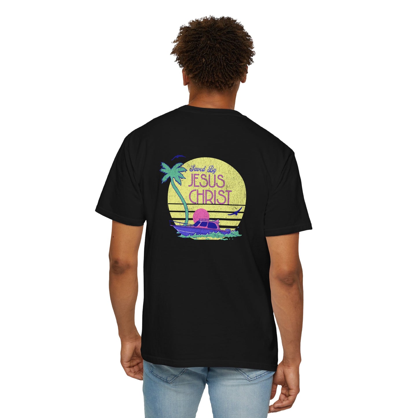 Men's Christian Beach Tee — Waves and Jesus | Vintage Retro | Saltwater Soul – Faith & Flow