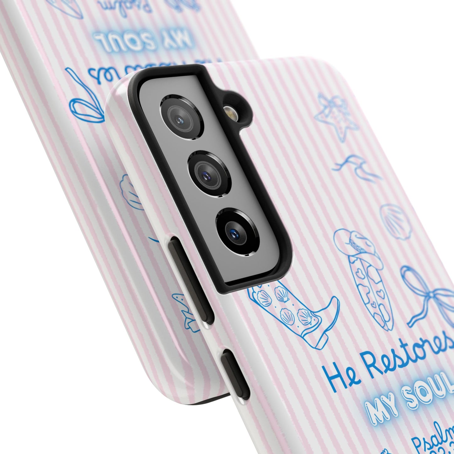 Inspirational Tough Phone Case - 'He Restores My Soul' with Psalm 23:3
