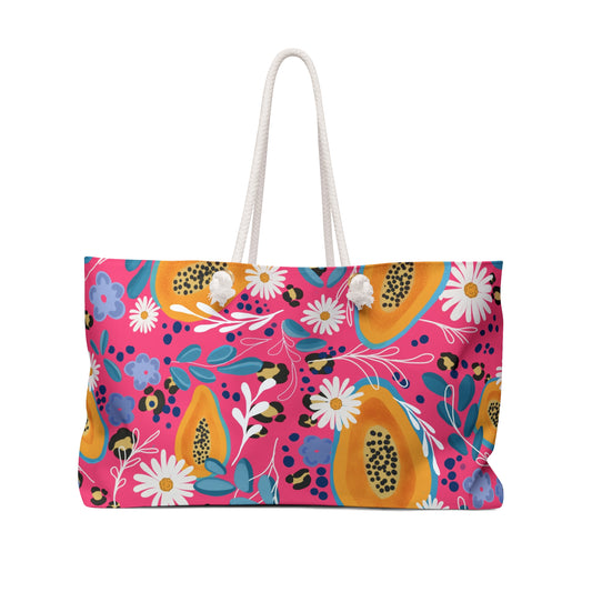 Vibrant Floral Weekender Bag, Travel Tote, Beach Bag, Overnight Bag, Stylish Carryall, Gift for Her