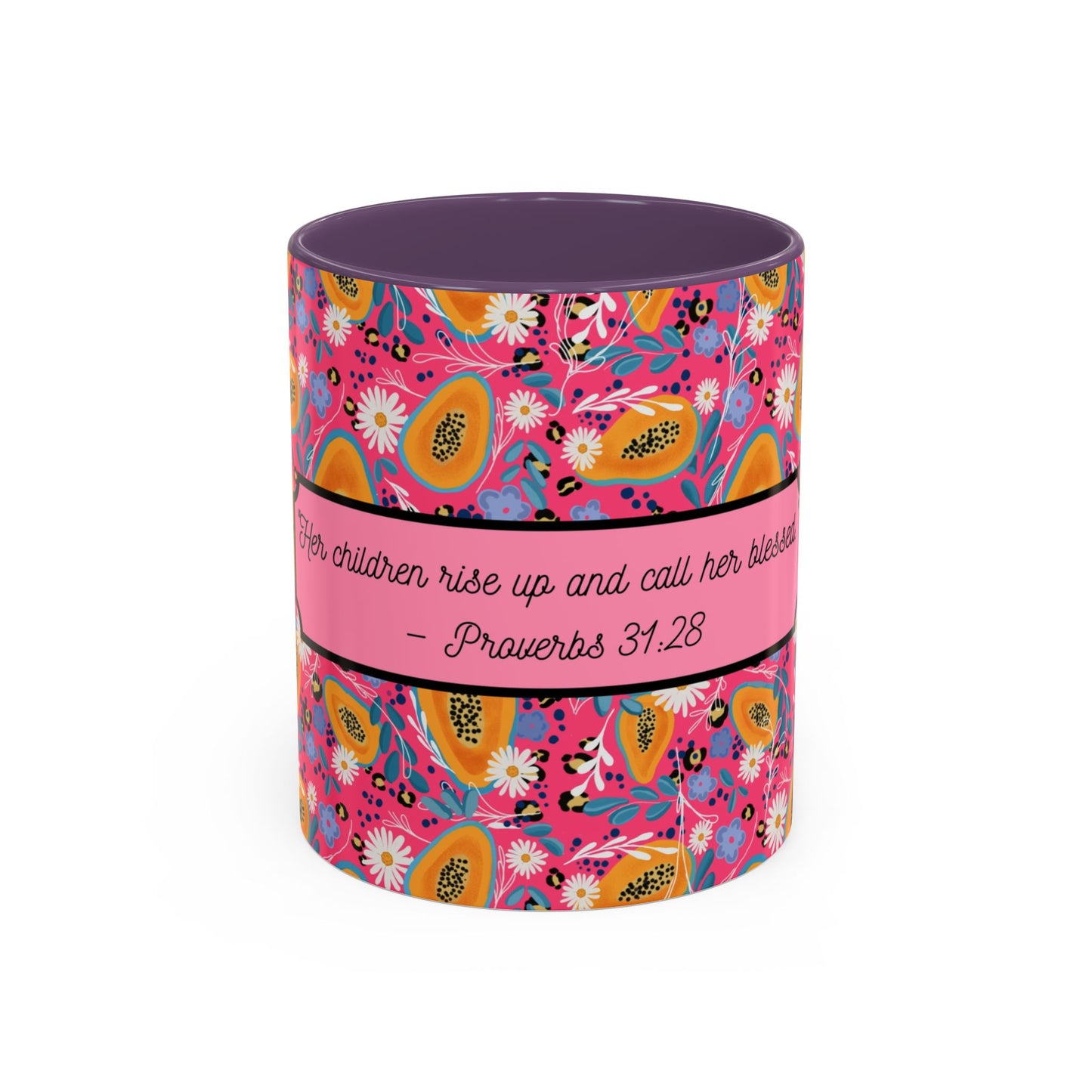 Colorful Floral Coffee Mug - Proverbs 31:28 Inspirational Gift for Mother’s Day