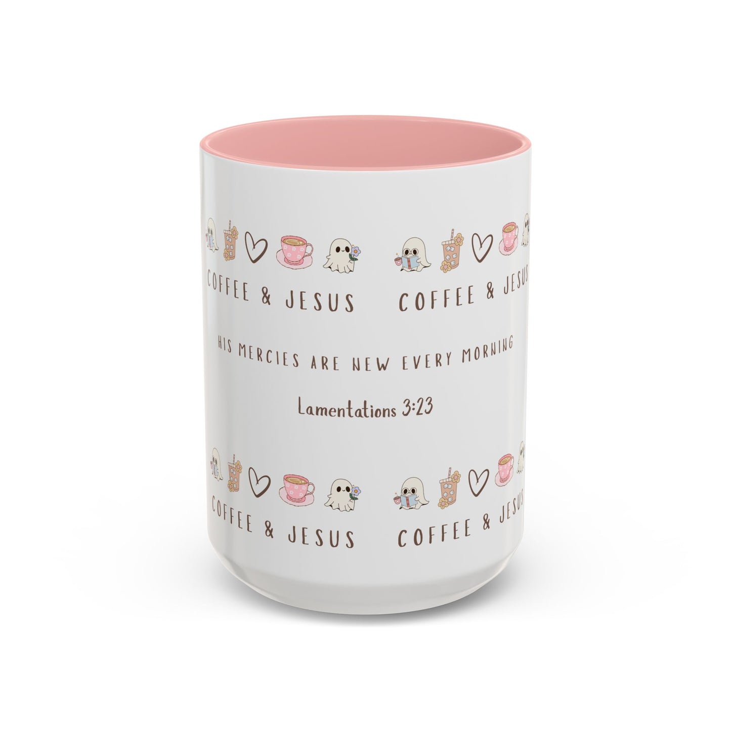 Coffee and Jesus Mug – Lamentations 3:23 Bible Verse Christian Coffee Mug for Women (11oz, 15oz)