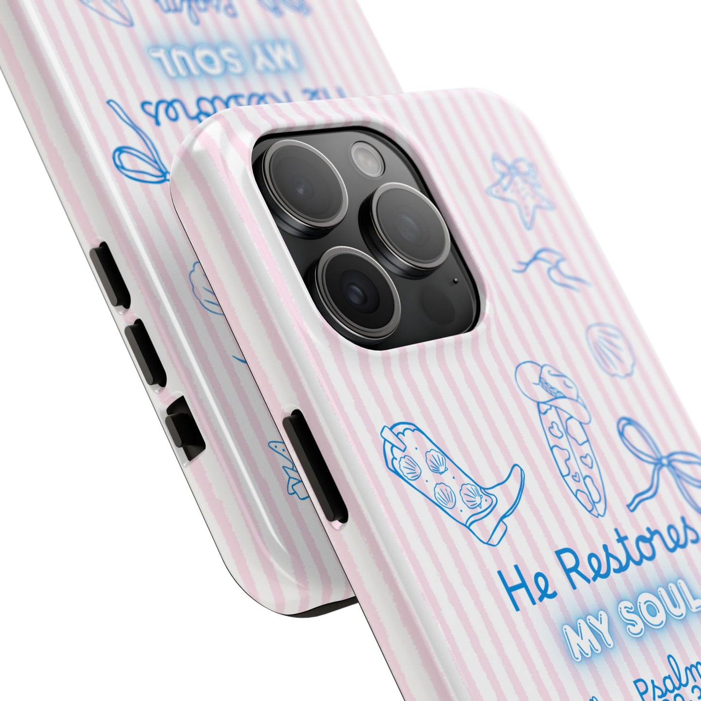 Inspirational Tough Phone Case - 'He Restores My Soul' with Psalm 23:3