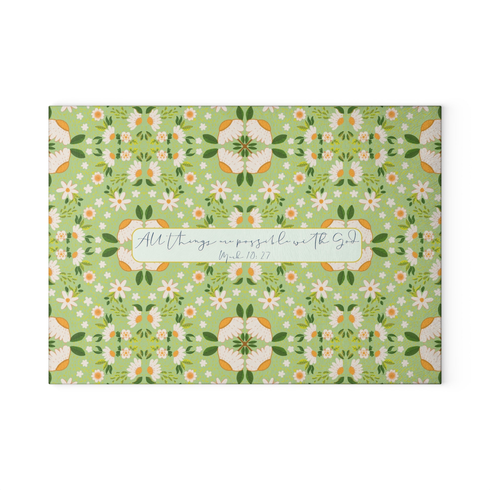 floral glass cutting board christian gift all things are possible
