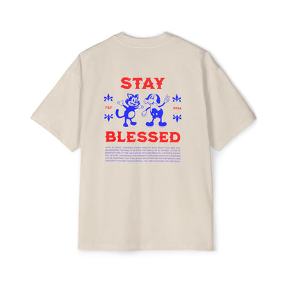 Stay Blessed Oversized T-Shirt | Retro Christian Tee | Premium Heavy Weight Vintage Faith Apparel | Gratitude & Joy Design | Faith & Flow
