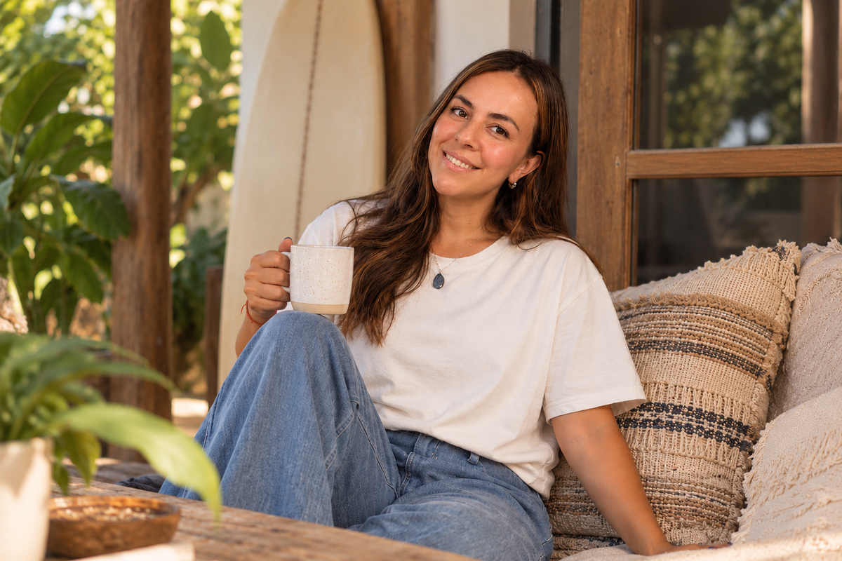 Faith & Flow founder in a warm natural setting